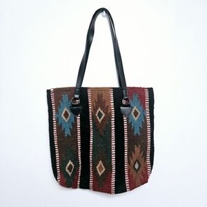EL Paso Aztec Pattern  Native Handwoven Full zip Wool Blend Shoulder Bag